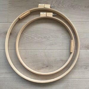 F.A. Edmunds Wood Quilting Embroidery Hoop Set 14" 18" Round Adjustable